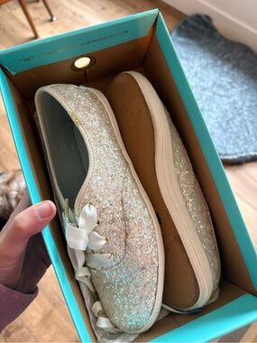 Keds Women's Glitter Sneakers in Champagne